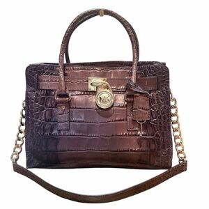MICHAEL KORS Hamilton croc embossed leather bag 🤎